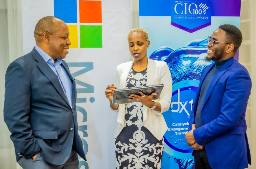 L-R: dx5 Director Andrew Karanja, Country General Manager - Microsoft Phyllis Migwi, and dx5 customer success manager Billy Nelson when Microsoft signed a deal to be part of the dx100 Awards and Symposium to be held in Mombasa