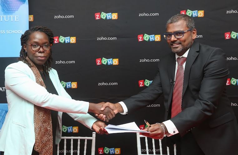 Maryanne Akoth, Director for Programs, Institute for Small Business Initiatives (L) and Veerakumar Natarajan, Country Head - Kenya, Zoho Corp.(R)