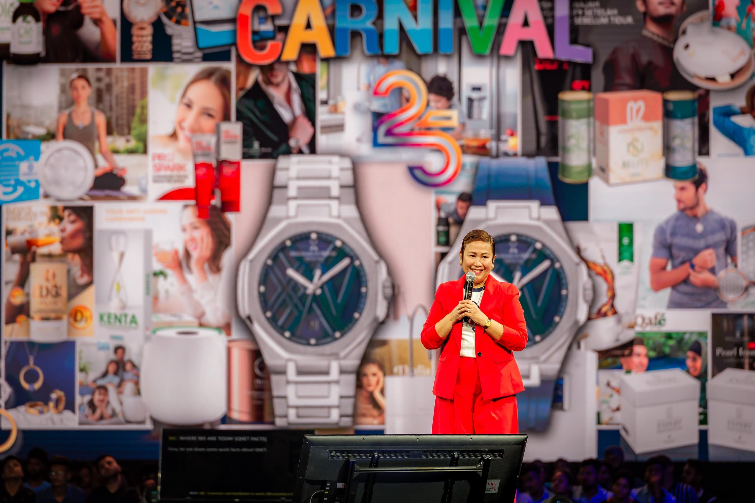 Malou Caluza, CEO QNET, speaking during the company's 25th Anniversary Celebrations.